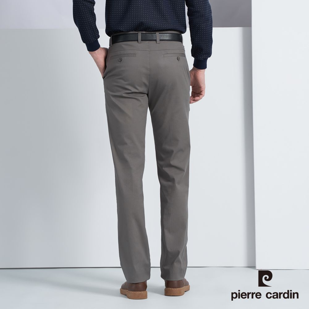 Pierre Cardin 皮爾卡登 男款 彈性平口合身版休閒長褲-深卡其色(5225871-47)