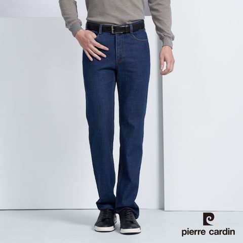 【pierre cardin 皮爾卡登】男款 平口合身版牛仔褲-藍色(5225876-37)
