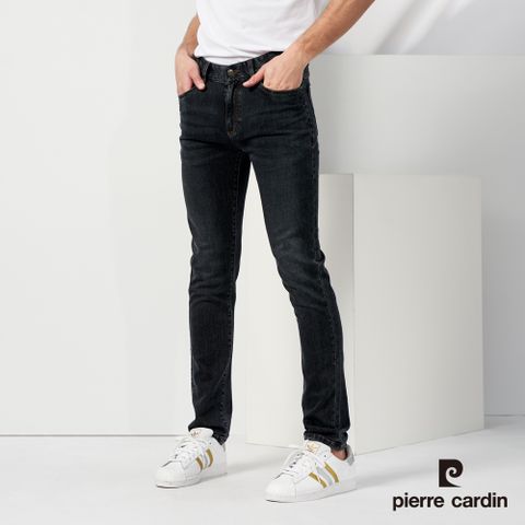 Pierre Cardin 皮爾卡登 男款 棉質混紡微彈性平口牛仔休閒長褲-藍色 (5237822-39)