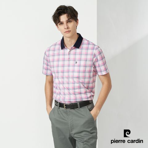 Pierre Cardin 皮爾卡登 男裝 印格短袖POLO衫-粉色 (5237258-75)