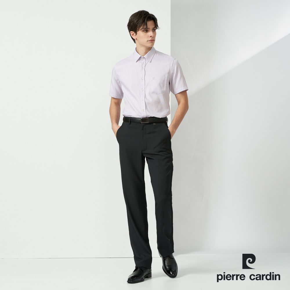 Pierre Cardin 皮爾卡登 男裝 暗條紋平口西裝褲-深灰色 (5237851-98)