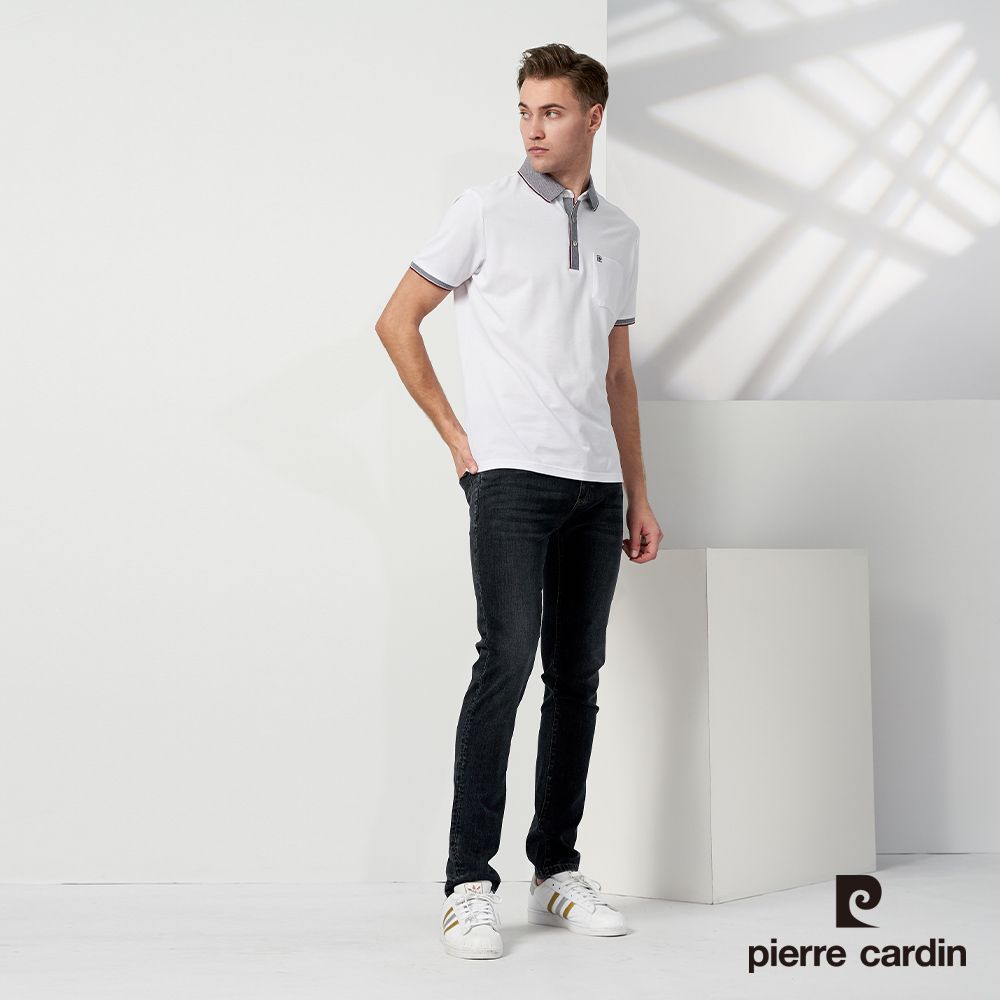 Pierre Cardin 皮爾卡登  男款 素色短袖polo衫-白色 (5237265-90)