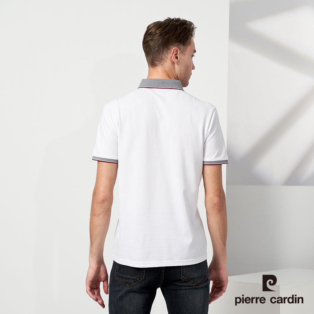 Pierre Cardin 皮爾卡登  男款 素色短袖polo衫-白色 (5237265-90)