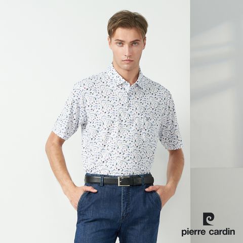 Pierre Cardin 皮爾卡登 TOP印花短袖POLO衫-白色 (5237285-90)