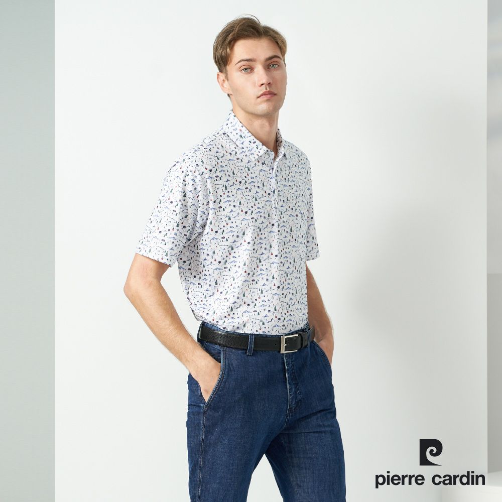 Pierre Cardin 皮爾卡登  TOP印花短袖POLO衫-白色 (5237285-90)