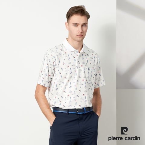 Pierre Cardin 皮爾卡登 男款 TOP印花短袖POLO衫-白色 (5237289-90)