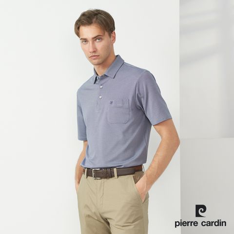 【pierre cardin 皮爾卡登】男款 TOP小組織短袖POLO衫-深藍色 (5237298-38)