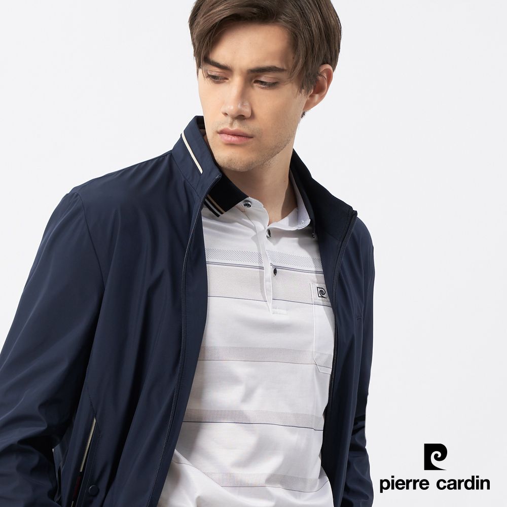 Pierre Cardin 皮爾卡登 男裝 都會休閒立領薄夾克外套-丈青色 (5235602-38)