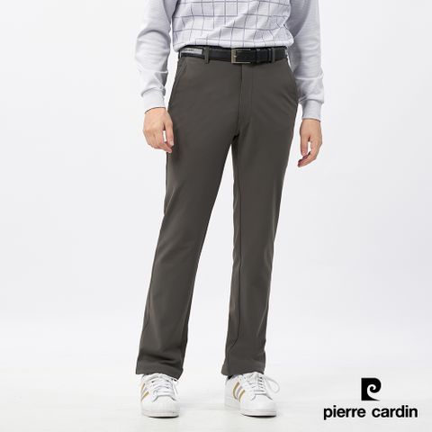 Pierre Cardin 皮爾卡登 男裝 微彈性內磨毛平口休閒長褲-深橄綠 (5235831-48)