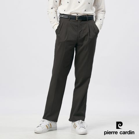 Pierre Cardin 皮爾卡登 男裝 棉混微彈性打折休閒長褲-咖啡色 (5235875-89)