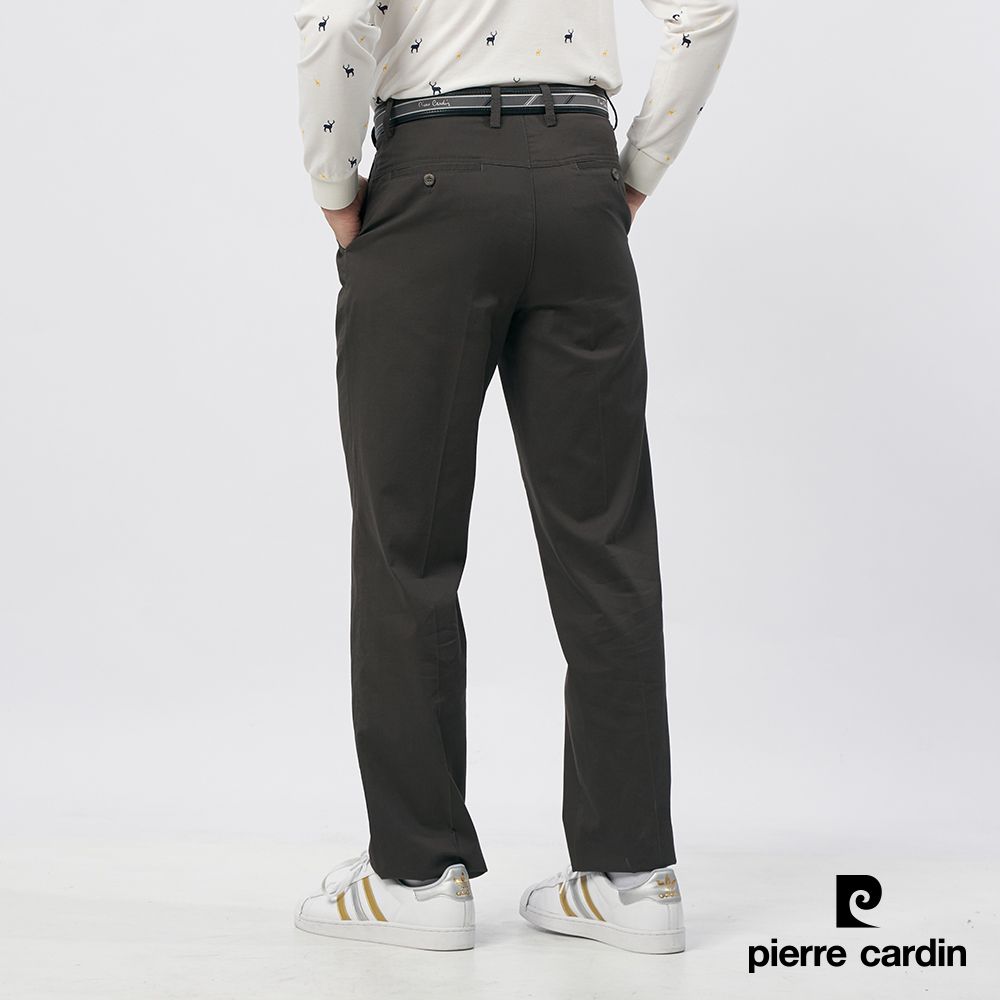 Pierre Cardin 皮爾卡登 男裝 棉混微彈性打折休閒長褲-咖啡色 (5235875-89)