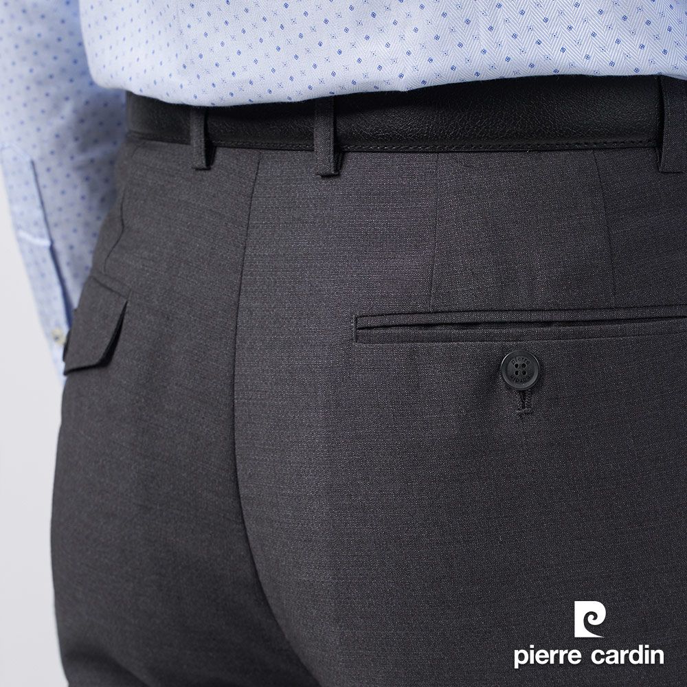 Pierre Cardin 皮爾卡登 男裝 暗緹花打褶西裝褲-深灰色 (5235841-97)