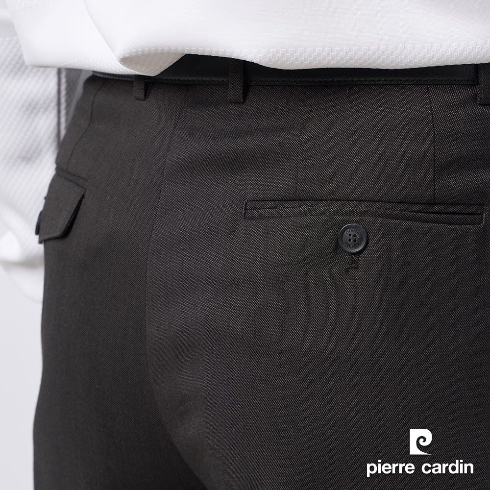 Pierre Cardin 皮爾卡登 男裝 暗緹花打褶西裝褲-深灰色 (5235845-98)