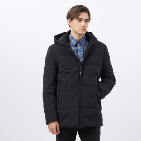 【pierre cardin皮爾卡登】男款 都會休閒連帽羽絨夾克外套-黑色 (5235772-99)