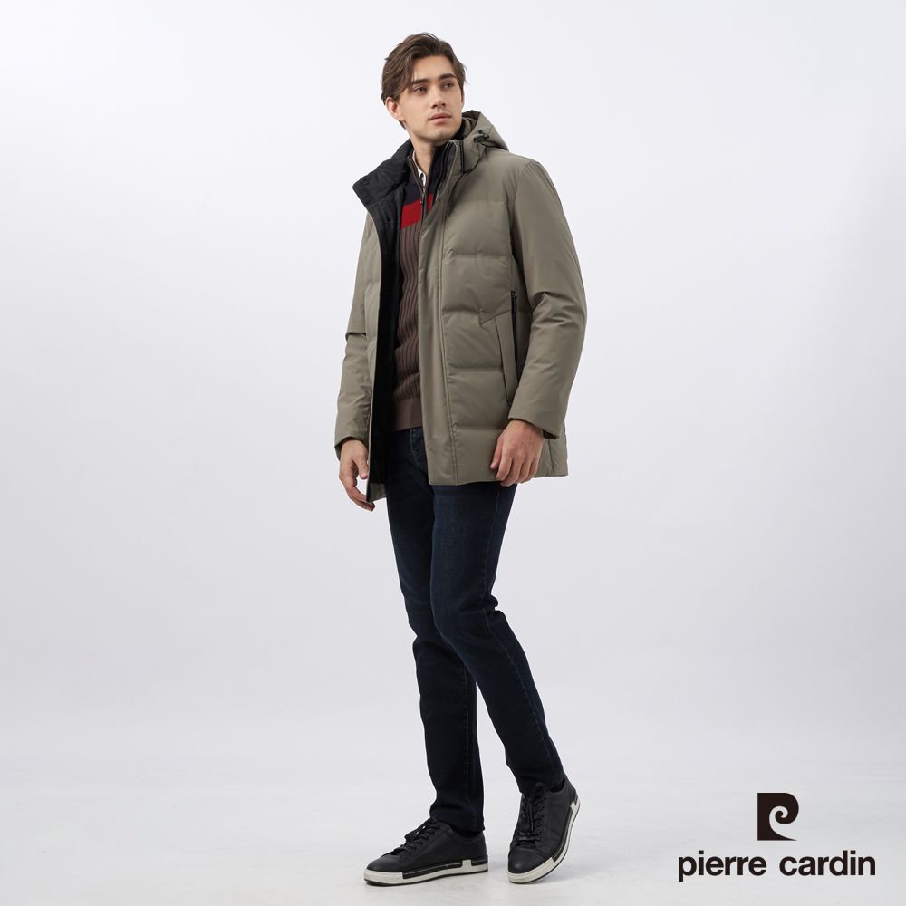 Pierre Cardin 皮爾卡登 男款 都會休閒連帽羽絨夾克外套-棕色 (5235774-85)