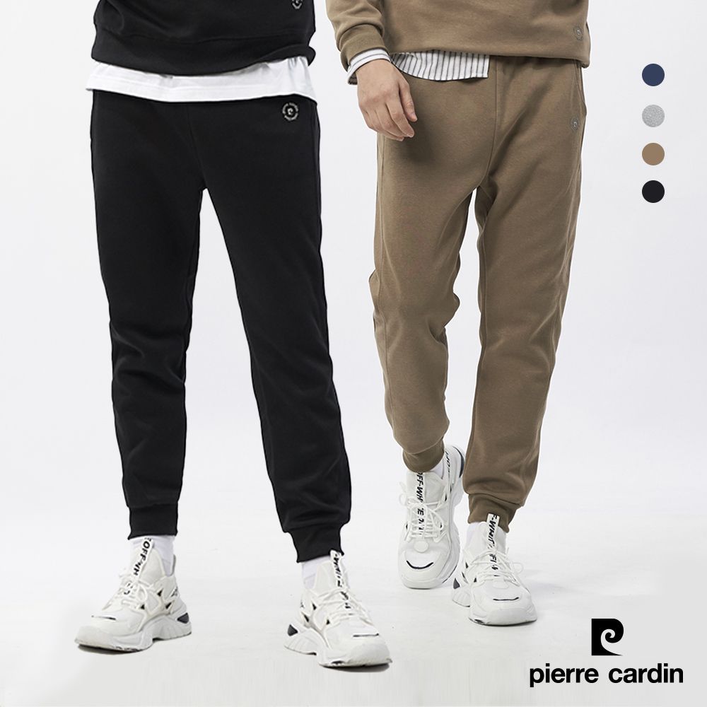 Pierre Cardin 皮爾卡登 男女同款 寬鬆棉質運動休閒束口長褲 (7235882)