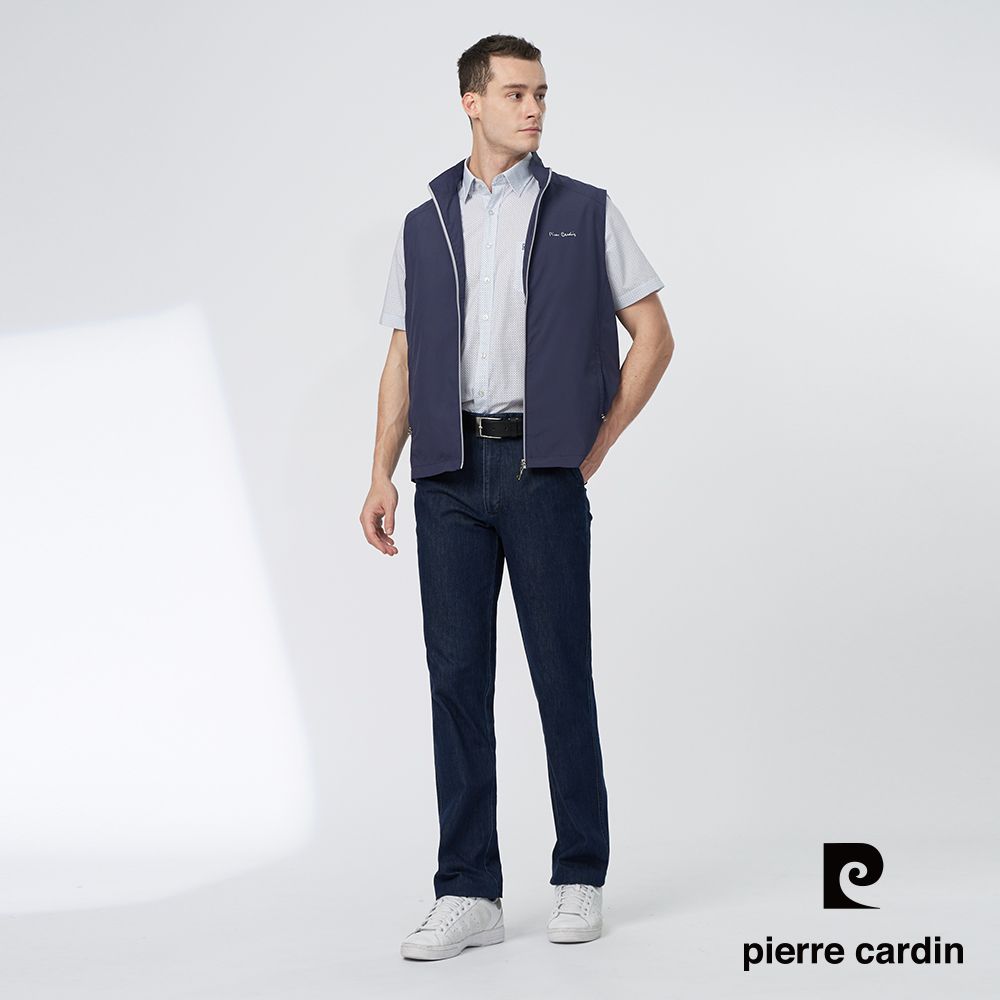 Pierre Cardin 皮爾卡登 男款 都會休閒立領素色薄背心-深藍色 (5247302-38)