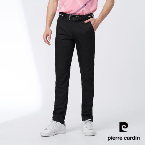 Pierre Cardin 皮爾卡登 男款 素色微彈性合身平口休閒長褲-丈青色 (5247831-39)