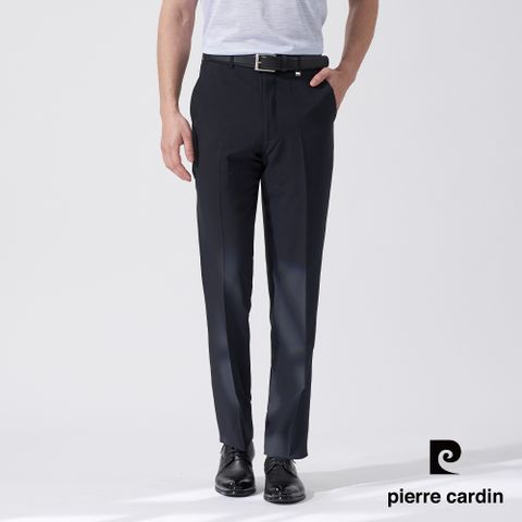 【pierre cardin 皮爾卡登】男款 竹碳纖維暗紋平口西裝褲-丈青色 (5247841-39)