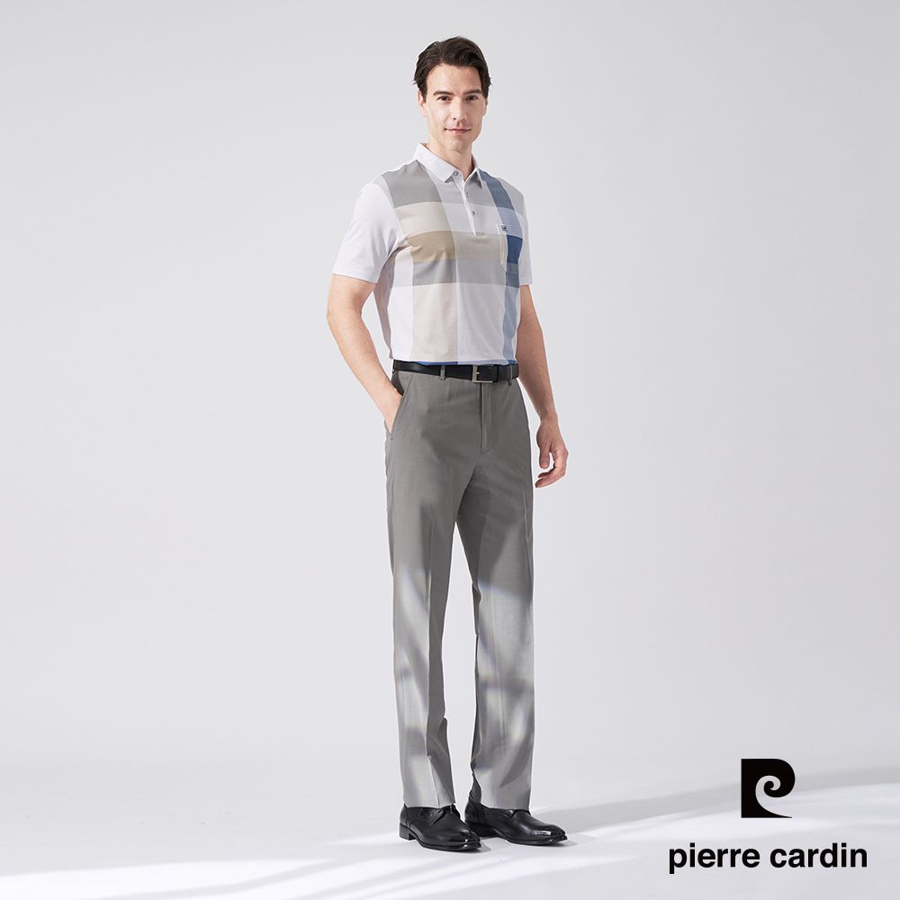 Pierre Cardin 皮爾卡登 男款 微彈性素色平口西裝褲-橄綠色 (5247846-45)