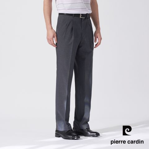 Pierre Cardin 皮爾卡登 男款 微彈性素色打摺西裝褲-深灰色 (5247847-96)