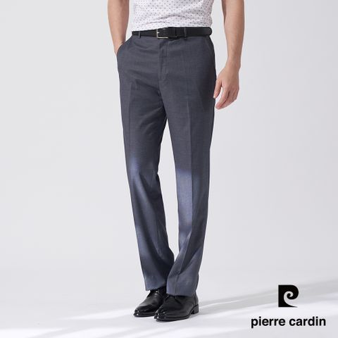 【pierre cardin 皮爾卡登】男款 微彈性暗紋平口西裝褲-灰色 (5247848-96)