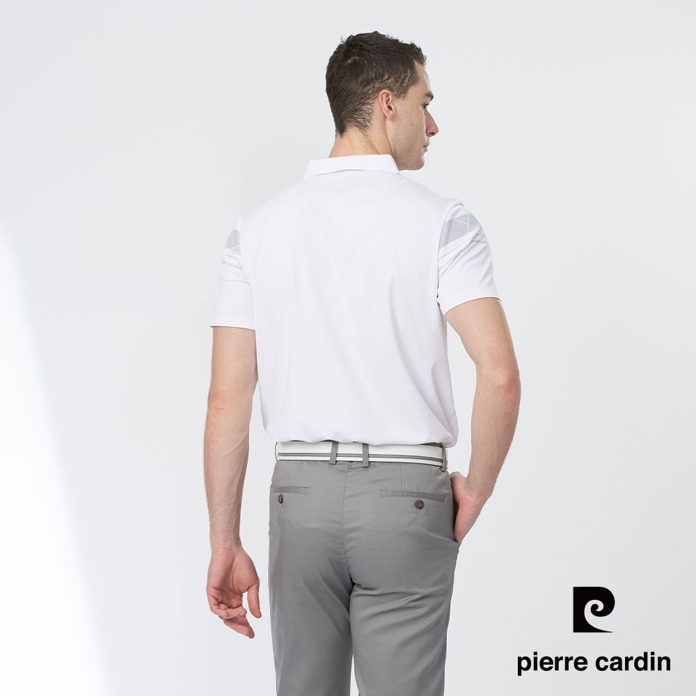 Pierre Cardin 皮爾卡登 男款 彈性定位印花短袖POLO衫-白色 (5247216-90)