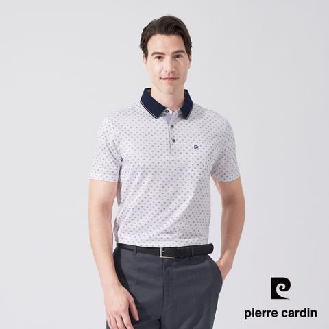 Pierre Cardin 皮爾卡登 男款 小幾何印花短袖POLO衫-卡其色 (5247270-84)