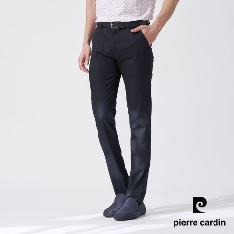 【pierre cardin 皮爾卡登】男款 彈性平口鬆緊合身休閒長褲-藍色 (5247822-39)