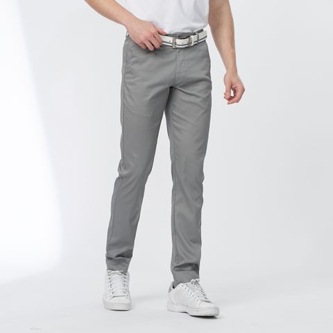 【pierre cardin 皮爾卡登】男款 彈性平口鬆緊合身休閒長褲-灰色 (5247823-95)
