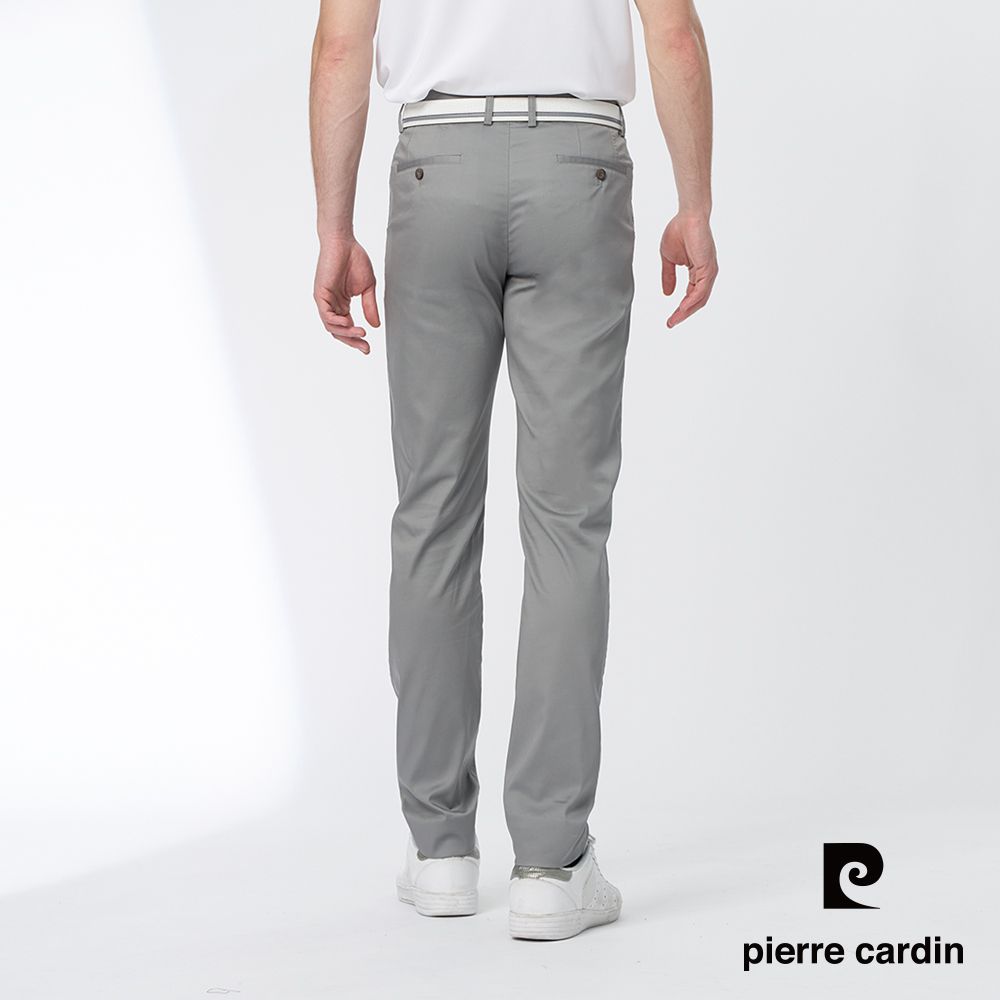 Pierre Cardin 皮爾卡登 男款 彈性平口鬆緊合身休閒長褲-灰色 (5247823-95)