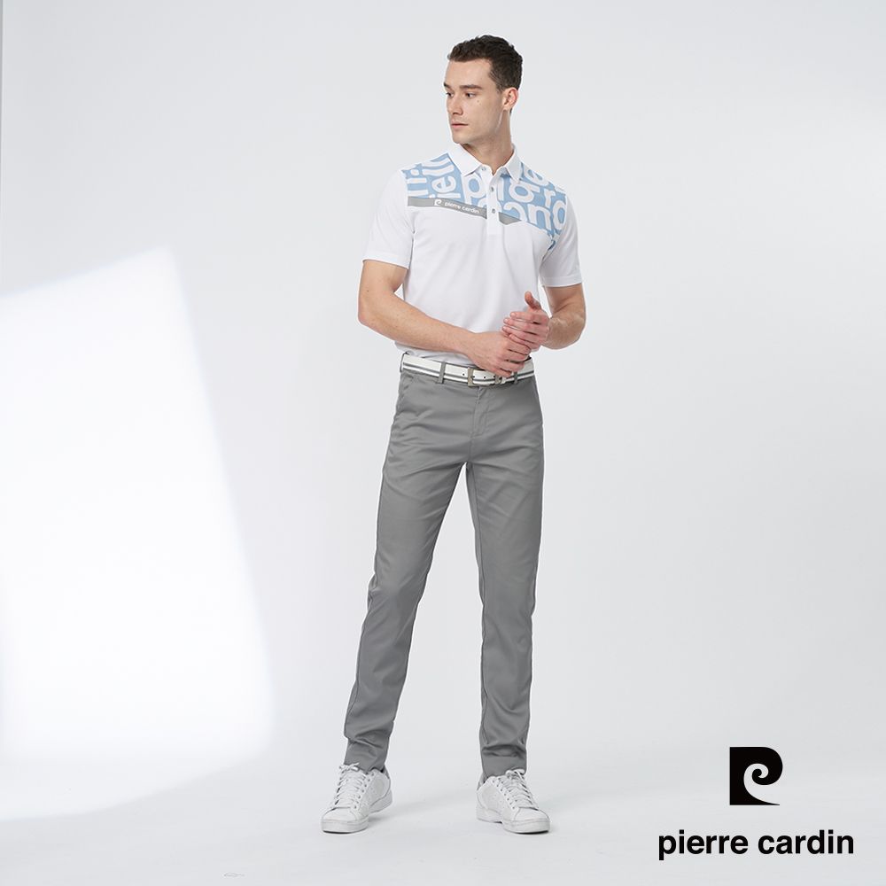 Pierre Cardin 皮爾卡登 男款 彈性平口鬆緊合身休閒長褲-灰色 (5247823-95)