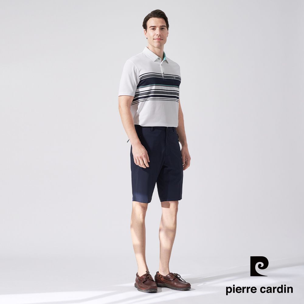 Pierre Cardin 皮爾卡登 男款 平口內腰頭鬆緊素色彈性休閒短褲-丈青色 (5247962-38)