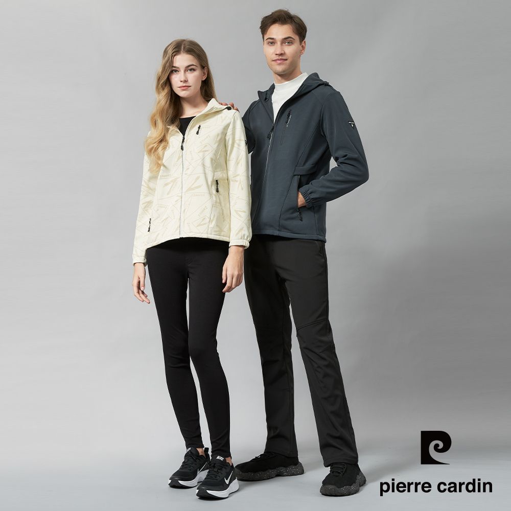 Pierre Cardin 皮爾卡登 男女款 防風防潑水彈性機能印花軟殼衣外套 (7245792/ 8245792)