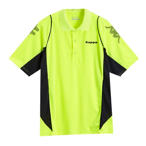 KAPPA 義大利 型男吸濕排汗速乾 POLO衫 螢光黃 深灰底炭灰點 A262-2091-2