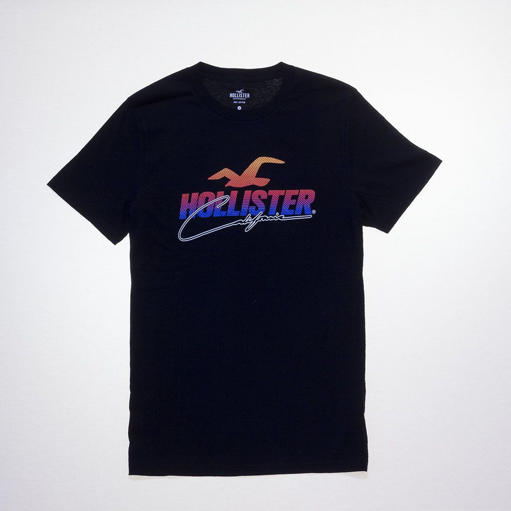 Hollister HCO霓虹經典大海鷗LOGO印刷短踢 黑HO-323-243-2921-900