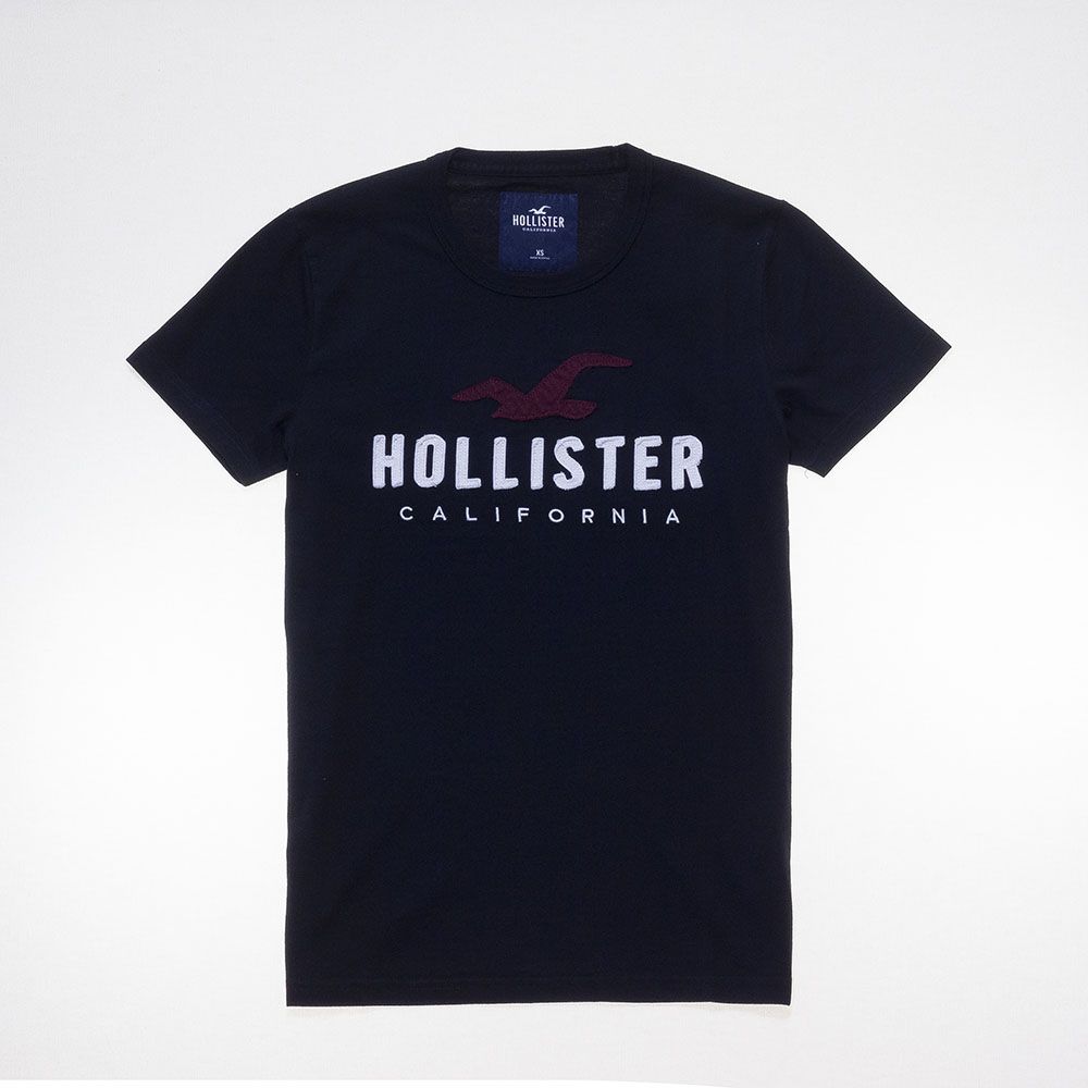 Hollister  HCO經典大紅海鷗貼布刺繡短踢 黑色HO-323-248-0175-900