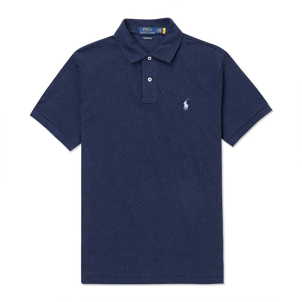 polo  Ralph Lauren RL 熱銷刺繡小馬短袖衫(CUSTOM SLIM FIT)-麻花深藍色
