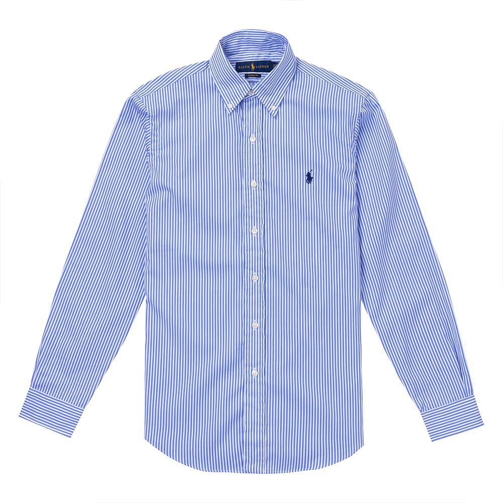 Polo Ralph Lauren RL 熱銷刺繡小馬長袖襯衫(CLASSIC FIT)-藍白直條紋