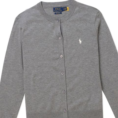 Polo Ralph Lauren RL 熱銷刺繡小馬開襟針織外套(女)-灰色