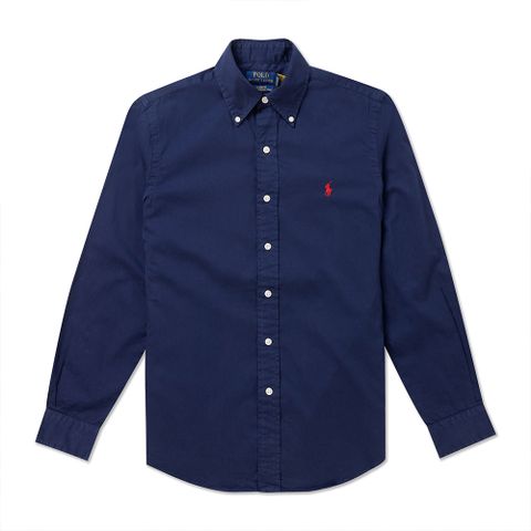 polo Ralph Lauren RL 熱銷刺繡小馬長袖襯衫(CLASSIC FIT)-深藍色