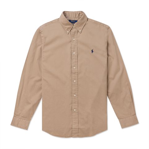 polo Ralph Lauren RL 熱銷刺繡小馬長袖襯衫(CLASSIC FIT)-卡其色