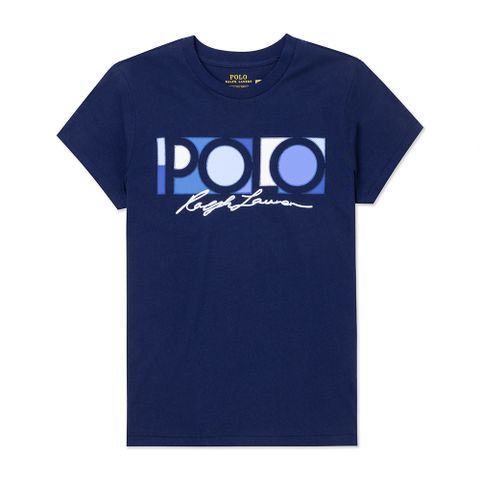Polo Ralph Lauren RL 熱銷貼布文字圖案短袖T恤(女)-深藍色