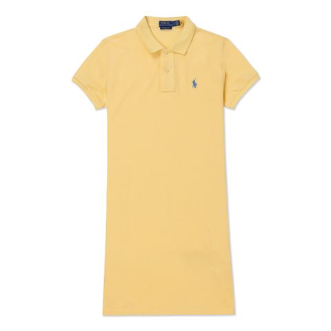 Polo Ralph Lauren RL 熱銷刺繡小馬POLO衫材質運動短袖連身洋裝(女)-鵝黃色