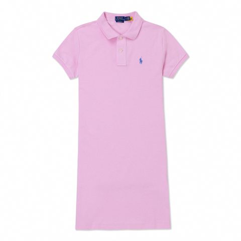 Polo Ralph Lauren RL 熱銷刺繡小馬POLO衫材質運動短袖連身洋裝(女)-粉色