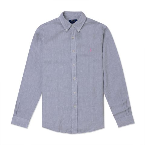 Polo Ralph Lauren RL 熱銷刺繡小馬長袖襯衫(CLASSIC FIT)-麻花灰色