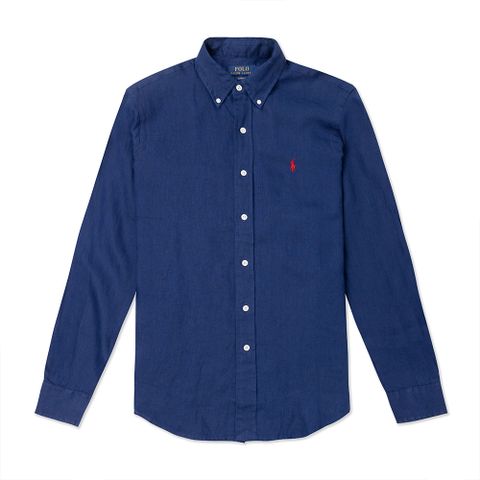 polo Ralph Lauren RL 熱銷刺繡小馬長袖襯衫(CLASSIC FIT)-深藍色