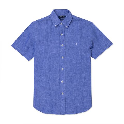 Polo Ralph Lauren RL 熱銷刺繡小馬短袖襯衫(CLASSIC FIT)-麻花藍色