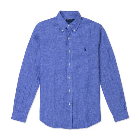 Polo Ralph Lauren RL 熱銷刺繡小馬長袖襯衫(CLASSIC FIT)-麻花藍色