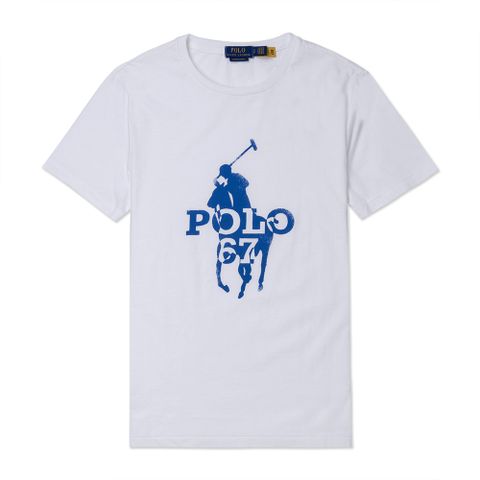 Polo Ralph Lauren RL 熱銷印刷標誌圖案短袖T恤-白色